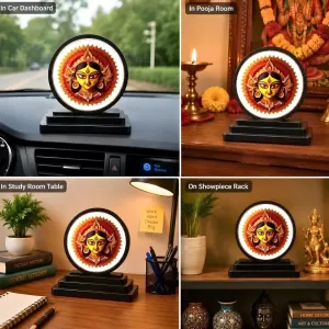 Premium Wooden Goddess Durga Showpiece For Car Dashboard & Office Table | 4 X 4.5 Inch Sublimation Printed Decorative Stand | 4 Mm MDF | Home Decor | Made In India (F33594) Premium Wooden Goddess Durga Showpiece For Car Dashboard & Office Table | 4 X 4.5 Inch Sublimation Printed Decorative Stand | 4 Mm MDF | Home Decor | Made In India (F33594)