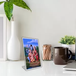 Car Desk/Table Top Shiva Pariwar Acrylic L-Style Photo Stand - 2.5x3.5 Inches, Compact And Stylish Spiritual Display (F6659) Car Desk/Table Top Shiva Pariwar Acrylic L-Style Photo Stand - 2.5x3.5 Inches, Compact And Stylish Spiritual Display (F6659)