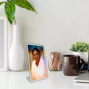 Car Desk/Table Top Mata Amritanandamayi Devi Acrylic L-Style Photo Stand - 2.5x3.5 Inches, Compact And Stylish Spiritual Display (F6694) Car Desk/Table Top Mata Amritanandamayi Devi Acrylic L-Style Photo Stand - 2.5x3.5 Inches, Compact And Stylish Spiritual Display (F6694)