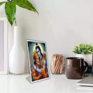 Car Desk/Table Top Lord Ram Lord Hanuman Acrylic L-Style Photo Stand - 2.5x3.5 Inches, Compact And Stylish Spiritual Display (F6712) Car Desk/Table Top Lord Ram Lord Hanuman Acrylic L-Style Photo Stand - 2.5x3.5 Inches, Compact And Stylish Spiritual Display (F6712)