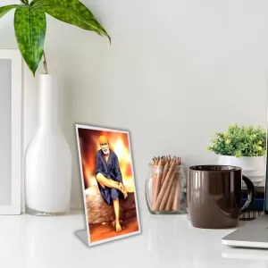Car Desk/Table Top Shirdi Sai Baba Acrylic L-Style Photo Stand - 2.5x3.5 Inches, Compact And Stylish Spiritual Display (F6733) Car Desk/Table Top Shirdi Sai Baba Acrylic L-Style Photo Stand - 2.5x3.5 Inches, Compact And Stylish Spiritual Display (F6733)