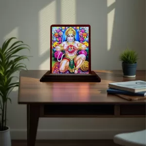 Car Desk/Table Top Lord Hanuman Wooden Photo Stand 3x4 Inches, Compact & Stylish Spiritual Display For Car, Home & Office (Pack Of 1) (F14135) Car Desk/Table Top Lord Hanuman Wooden Photo Stand 3x4 Inches, Compact & Stylish Spiritual Display For Car, Home & Office (Pack Of 1) (F14135)