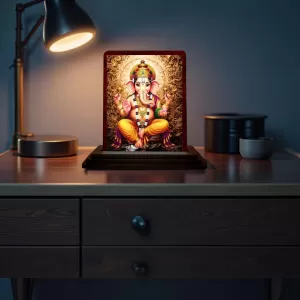 Car Desk/Table Top Lord Ganesha Wooden Photo Stand 3x4 Inches, Compact & Stylish Spiritual Display For Car, Home & Office (Pack Of 1) (F14158) Car Desk/Table Top Lord Ganesha Wooden Photo Stand 3x4 Inches, Compact & Stylish Spiritual Display For Car, Home & Office (Pack Of 1) (F14158)
