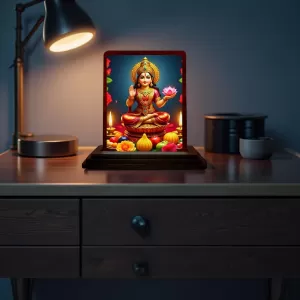 Car Desk/Table Top Maha Lakshmi Wooden Photo Stand 3x4 Inches, Compact & Stylish Spiritual Display For Car, Home & Office (Pack Of 1) (F14161) Car Desk/Table Top Maha Lakshmi Wooden Photo Stand 3x4 Inches, Compact & Stylish Spiritual Display For Car, Home & Office (Pack Of 1) (F14161)