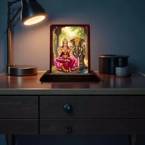 Car Desk/Table Top Goddess Lakshmi Wooden Photo Stand 3x4 Inches, Compact & Stylish Spiritual Display For Car, Home & Office (Pack Of 1) (F14168) Car Desk/Table Top Goddess Lakshmi Wooden Photo Stand 3x4 Inches, Compact & Stylish Spiritual Display For Car, Home & Office (Pack Of 1) (F14168)
