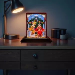 Car Desk/Table Top Lord Krishna Radha Wooden Photo Stand 3x4 Inches, Compact & Stylish Spiritual Display For Car, Home & Office (Pack Of 1) (F14179) Car Desk/Table Top Lord Krishna Radha Wooden Photo Stand 3x4 Inches, Compact & Stylish Spiritual Display For Car, Home & Office (Pack Of 1) (F14179)