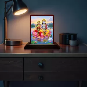 Car Desk/Table Top Lord Vishnu Lakshmi Wooden Photo Stand 3x4 Inches, Compact & Stylish Spiritual Display For Car, Home & Office (Pack Of 1) (F14190) Car Desk/Table Top Lord Vishnu Lakshmi Wooden Photo Stand 3x4 Inches, Compact & Stylish Spiritual Display For Car, Home & Office (Pack Of 1) (F14190)