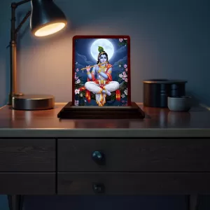 Car Desk/Table Top Lord Krishna Wooden Photo Stand 3x4 Inches, Compact & Stylish Spiritual Display For Car, Home & Office (Pack Of 1) (F14214) Car Desk/Table Top Lord Krishna Wooden Photo Stand 3x4 Inches, Compact & Stylish Spiritual Display For Car, Home & Office (Pack Of 1) (F14214)