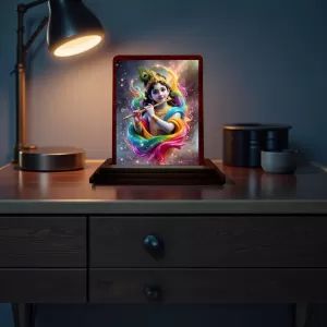 Car Desk/Table Top Lord Krishna Wooden Photo Stand 3x4 Inches, Compact & Stylish Spiritual Display For Car, Home & Office (Pack Of 1) (F14216) Car Desk/Table Top Lord Krishna Wooden Photo Stand 3x4 Inches, Compact & Stylish Spiritual Display For Car, Home & Office (Pack Of 1) (F14216)