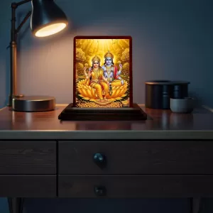 Car Desk/Table Top Lord Vishnu Lakshmi Wooden Photo Stand 3x4 Inches, Compact & Stylish Spiritual Display For Car, Home & Office (Pack Of 1) (F14219) Car Desk/Table Top Lord Vishnu Lakshmi Wooden Photo Stand 3x4 Inches, Compact & Stylish Spiritual Display For Car, Home & Office (Pack Of 1) (F14219)