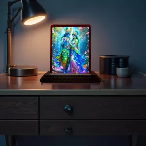 Car Desk/Table Top Radha Krishna Wooden Photo Stand 3x4 Inches, Compact & Stylish Spiritual Display For Car, Home & Office (Pack Of 1) (F14229) Car Desk/Table Top Radha Krishna Wooden Photo Stand 3x4 Inches, Compact & Stylish Spiritual Display For Car, Home & Office (Pack Of 1) (F14229)