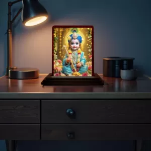 Car Desk/Table Top Lord Little Krishna Wooden Photo Stand 3x4 Inches, Compact & Stylish Spiritual Display For Car, Home & Office (Pack Of 1) (F14232) Car Desk/Table Top Lord Little Krishna Wooden Photo Stand 3x4 Inches, Compact & Stylish Spiritual Display For Car, Home & Office (Pack Of 1) (F14232)