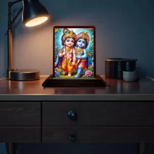 Car Desk/Table Top Lord Little Krishna Wooden Photo Stand 3x4 Inches, Compact & Stylish Spiritual Display For Car, Home & Office (Pack Of 1) (F14233) Car Desk/Table Top Lord Little Krishna Wooden Photo Stand 3x4 Inches, Compact & Stylish Spiritual Display For Car, Home & Office (Pack Of 1) (F14233)