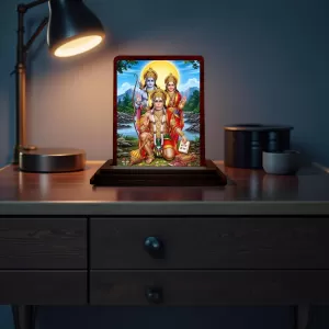 Car Desk/Table Top Lord Hanuman And Rama Sita Wooden Photo Stand 3x4 Inches, Compact & Stylish Spiritual Display For Car, Home & Office (Pack Of 1) (F14239) Car Desk/Table Top Lord Hanuman And Rama Sita Wooden Photo Stand 3x4 Inches, Compact & Stylish Spiritual Display For Car, Home & Office (Pack Of 1) (F14239)