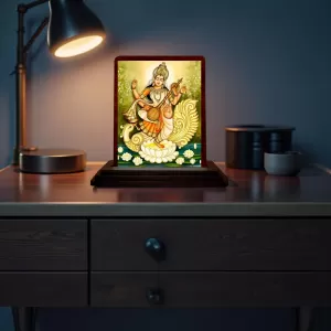 Car Desk/Table Top Goddess Saraswathi Wooden Photo Stand 3x4 Inches, Compact & Stylish Spiritual Display For Car, Home & Office (Pack Of 1) (F14275) Car Desk/Table Top Goddess Saraswathi Wooden Photo Stand 3x4 Inches, Compact & Stylish Spiritual Display For Car, Home & Office (Pack Of 1) (F14275)