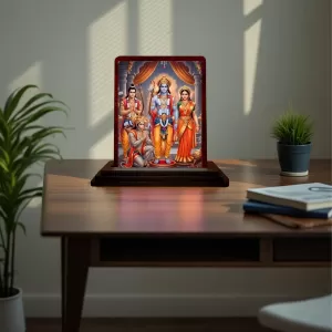 Car Desk/Table Top Rama Darbar Wooden Photo Stand 3x4 Inches, Compact & Stylish Spiritual Display For Car, Home & Office (Pack Of 1) (F14286) Car Desk/Table Top Rama Darbar Wooden Photo Stand 3x4 Inches, Compact & Stylish Spiritual Display For Car, Home & Office (Pack Of 1) (F14286)