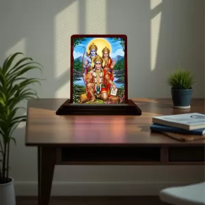 Car Desk/Table Top Lord Hanuman Rama Sita Wooden Photo Stand 3x4 Inches, Compact & Stylish Spiritual Display For Car, Home & Office (Pack Of 1) (F14287) Car Desk/Table Top Lord Hanuman Rama Sita Wooden Photo Stand 3x4 Inches, Compact & Stylish Spiritual Display For Car, Home & Office (Pack Of 1) (F14287)