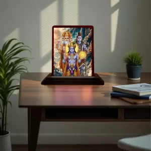 Car Desk/Table Top Lord Bramha Vishnu Shiva Wooden Photo Stand 3x4 Inches, Compact & Stylish Spiritual Display For Car, Home & Office (Pack Of 1) (F14289) Car Desk/Table Top Lord Bramha Vishnu Shiva Wooden Photo Stand 3x4 Inches, Compact & Stylish Spiritual Display For Car, Home & Office (Pack Of 1) (F14289)