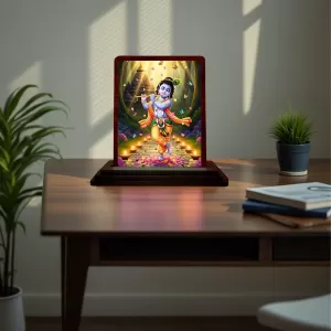 Car Desk/Table Top Lord Krishna Wooden Photo Stand 3x4 Inches, Compact & Stylish Spiritual Display For Car, Home & Office (Pack Of 1) (F14299) Car Desk/Table Top Lord Krishna Wooden Photo Stand 3x4 Inches, Compact & Stylish Spiritual Display For Car, Home & Office (Pack Of 1) (F14299)