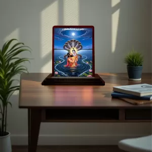 Car Desk/Table Top Lord Krishna Wooden Photo Stand 3x4 Inches, Compact & Stylish Spiritual Display For Car, Home & Office (Pack Of 1) (F14301) Car Desk/Table Top Lord Krishna Wooden Photo Stand 3x4 Inches, Compact & Stylish Spiritual Display For Car, Home & Office (Pack Of 1) (F14301)