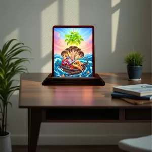 Car Desk/Table Top Lord Vishnu And Lakshmi Wooden Photo Stand 3x4 Inches, Compact & Stylish Spiritual Display For Car, Home & Office (Pack Of 1) (F14302) Car Desk/Table Top Lord Vishnu And Lakshmi Wooden Photo Stand 3x4 Inches, Compact & Stylish Spiritual Display For Car, Home & Office (Pack Of 1) (F14302)