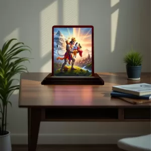 Car Desk/Table Top Lord Hanuman And Rama And Sita Wooden Photo Stand 3x4 Inches, Compact & Stylish Spiritual Display For Car, Home & Office (Pack Of 1) (F14304) Car Desk/Table Top Lord Hanuman And Rama And Sita Wooden Photo Stand 3x4 Inches, Compact & Stylish Spiritual Display For Car, Home & Office (Pack Of 1) (F14304)