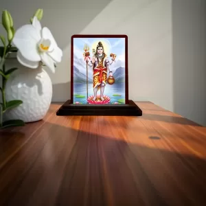 Car Desk/Table Top Lord Shiva Wooden Photo Stand 3x4 Inches, Compact & Stylish Spiritual Display For Car, Home & Office (Pack Of 1) (F14305) Car Desk/Table Top Lord Shiva Wooden Photo Stand 3x4 Inches, Compact & Stylish Spiritual Display For Car, Home & Office (Pack Of 1) (F14305)