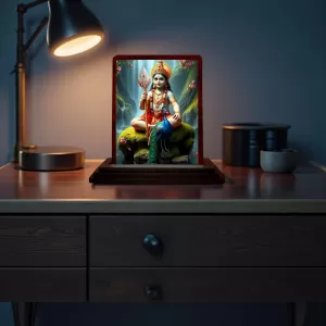 Car Desk/Table Top Lord Karthikeya Wooden Photo Stand  3x4 Inches, Compact & Stylish Spiritual Display For Car, Home & Office (Pack Of 1) (F14317)