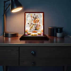 Car Desk/Table Top Lord Shiva And Parvathi Wooden Photo Stand 3x4 Inches, Compact & Stylish Spiritual Display For Car, Home & Office (Pack Of 1) (F14328) Car Desk/Table Top Lord Shiva And Parvathi Wooden Photo Stand 3x4 Inches, Compact & Stylish Spiritual Display For Car, Home & Office (Pack Of 1) (F14328)