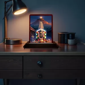Car Desk/Table Top Arunachaleshwara Temple Wooden Photo Stand 3x4 Inches, Compact & Stylish Spiritual Display For Car, Home & Office (Pack Of 1) (F14336) Car Desk/Table Top Arunachaleshwara Temple Wooden Photo Stand 3x4 Inches, Compact & Stylish Spiritual Display For Car, Home & Office (Pack Of 1) (F14336)