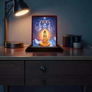Car Desk/Table Top Lord Dattatreya Wooden Photo Stand 3x4 Inches, Compact & Stylish Spiritual Display For Car, Home & Office (Pack Of 1) (F14340) Car Desk/Table Top Lord Dattatreya Wooden Photo Stand 3x4 Inches, Compact & Stylish Spiritual Display For Car, Home & Office (Pack Of 1) (F14340)