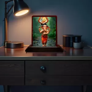 Car Desk/Table Top Lord Ganesha Wooden Photo Stand 3x4 Inches, Compact & Stylish Spiritual Display For Car, Home & Office (Pack Of 1) (F14351) Car Desk/Table Top Lord Ganesha Wooden Photo Stand 3x4 Inches, Compact & Stylish Spiritual Display For Car, Home & Office (Pack Of 1) (F14351)