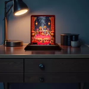 Car Desk/Table Top Radha Krishna Wooden Photo Stand 3x4 Inches, Compact & Stylish Spiritual Display For Car, Home & Office (Pack Of 1) (F14361) Car Desk/Table Top Radha Krishna Wooden Photo Stand 3x4 Inches, Compact & Stylish Spiritual Display For Car, Home & Office (Pack Of 1) (F14361)