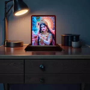 Car Desk/Table Top Cute Radha Wooden Photo Stand 3x4 Inches, Compact & Stylish Spiritual Display For Car, Home & Office (Pack Of 1) (F14366) Car Desk/Table Top Cute Radha Wooden Photo Stand 3x4 Inches, Compact & Stylish Spiritual Display For Car, Home & Office (Pack Of 1) (F14366)