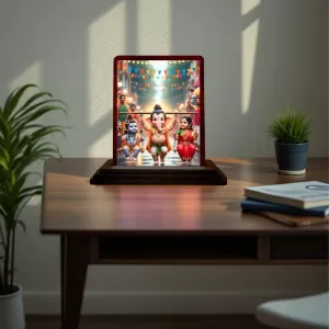 Car Desk/Table Top Lord Ganesha And Shiva Parvathi Wooden Photo Stand 3x4 Inches, Compact & Stylish Spiritual Display For Car, Home & Office (Pack Of 1) (F14380) Car Desk/Table Top Lord Ganesha And Shiva Parvathi Wooden Photo Stand 3x4 Inches, Compact & Stylish Spiritual Display For Car, Home & Office (Pack Of 1) (F14380)
