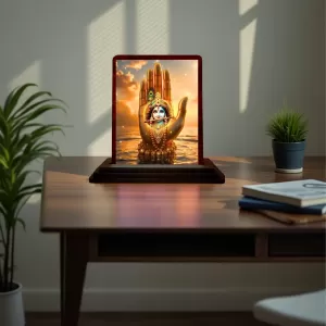 Car Desk/Table Top Lord Krishna Wooden Photo Stand 3x4 Inches, Compact & Stylish Spiritual Display For Car, Home & Office (Pack Of 1) (F14384) Car Desk/Table Top Lord Krishna Wooden Photo Stand 3x4 Inches, Compact & Stylish Spiritual Display For Car, Home & Office (Pack Of 1) (F14384)