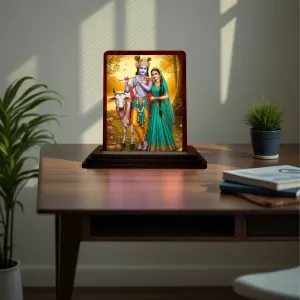 Car Desk/Table Top Lord Krishna And Radha Wooden Photo Stand 3x4 Inches, Compact & Stylish Spiritual Display For Car, Home & Office (Pack Of 1) (F14386) Car Desk/Table Top Lord Krishna And Radha Wooden Photo Stand 3x4 Inches, Compact & Stylish Spiritual Display For Car, Home & Office (Pack Of 1) (F14386)