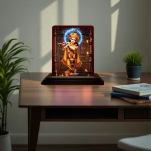 Car Desk/Table Top Lord Krishna Wooden Photo Stand 3x4 Inches, Compact & Stylish Spiritual Display For Car, Home & Office (Pack Of 1) (F14387) Car Desk/Table Top Lord Krishna Wooden Photo Stand 3x4 Inches, Compact & Stylish Spiritual Display For Car, Home & Office (Pack Of 1) (F14387)