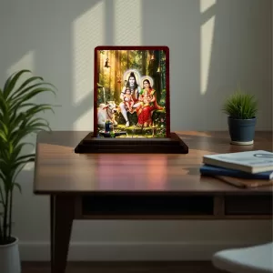 Car Desk/Table Top Lord Shiva And Parvathi Wooden Photo Stand 3x4 Inches, Compact & Stylish Spiritual Display For Car, Home & Office (Pack Of 1) (F14390) Car Desk/Table Top Lord Shiva And Parvathi Wooden Photo Stand 3x4 Inches, Compact & Stylish Spiritual Display For Car, Home & Office (Pack Of 1) (F14390)