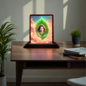 Car Desk/Table Top Lord Krishna Wooden Photo Stand 3x4 Inches, Compact & Stylish Spiritual Display For Car, Home & Office (Pack Of 1) (F14391) Car Desk/Table Top Lord Krishna Wooden Photo Stand 3x4 Inches, Compact & Stylish Spiritual Display For Car, Home & Office (Pack Of 1) (F14391)