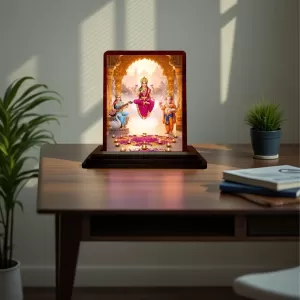 Car Desk/Table Top Lord Ganesha Lakshmi And Saraswathi Wooden Photo Stand 3x4 Inches, Compact & Stylish Spiritual Display For Car, Home & Office (Pack Of 1) (F14393) Car Desk/Table Top Lord Ganesha Lakshmi And Saraswathi Wooden Photo Stand 3x4 Inches, Compact & Stylish Spiritual Display For Car, Home & Office (Pack Of 1) (F14393)
