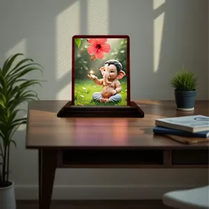 Car Desk/Table Top Lord Ganesha Wooden Photo Stand 3x4 Inches, Compact & Stylish Spiritual Display For Car, Home & Office (Pack Of 1) (F14394) Car Desk/Table Top Lord Ganesha Wooden Photo Stand 3x4 Inches, Compact & Stylish Spiritual Display For Car, Home & Office (Pack Of 1) (F14394)
