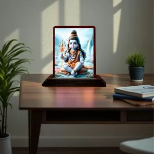 Car Desk/Table Top Lord Shiva Wooden Photo Stand 3x4 Inches, Compact & Stylish Spiritual Display For Car, Home & Office (Pack Of 1) (F14397) Car Desk/Table Top Lord Shiva Wooden Photo Stand 3x4 Inches, Compact & Stylish Spiritual Display For Car, Home & Office (Pack Of 1) (F14397)