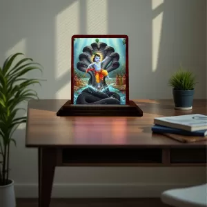 Car Desk/Table Top Lord Krishna Wooden Photo Stand 3x4 Inches, Compact & Stylish Spiritual Display For Car, Home & Office (Pack Of 1) (F14398) Car Desk/Table Top Lord Krishna Wooden Photo Stand 3x4 Inches, Compact & Stylish Spiritual Display For Car, Home & Office (Pack Of 1) (F14398)