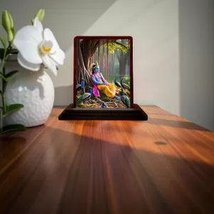 Car Desk/Table Top Lord Krishna Wooden Photo Stand 3x4 Inches, Compact & Stylish Spiritual Display For Car, Home & Office (Pack Of 1) (F14402) Car Desk/Table Top Lord Krishna Wooden Photo Stand 3x4 Inches, Compact & Stylish Spiritual Display For Car, Home & Office (Pack Of 1) (F14402)
