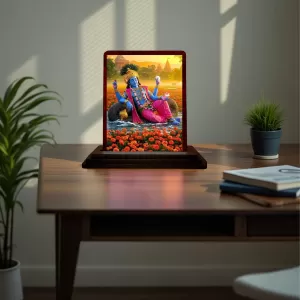 Car Desk/Table Top Lord Vishnu Wooden Photo Stand 3x4 Inches, Compact & Stylish Spiritual Display For Car, Home & Office (Pack Of 1) (F14404) Car Desk/Table Top Lord Vishnu Wooden Photo Stand 3x4 Inches, Compact & Stylish Spiritual Display For Car, Home & Office (Pack Of 1) (F14404)