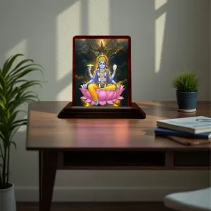 Car Desk/Table Top Lord Vishnu Wooden Photo Stand 3x4 Inches, Compact & Stylish Spiritual Display For Car, Home & Office (Pack Of 1) (F14405) Car Desk/Table Top Lord Vishnu Wooden Photo Stand 3x4 Inches, Compact & Stylish Spiritual Display For Car, Home & Office (Pack Of 1) (F14405)