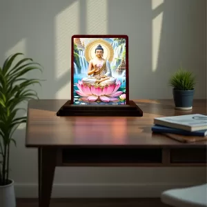 Car Desk/Table Top Lord Buddha Wooden Photo Stand 3x4 Inches, Compact & Stylish Spiritual Display For Car, Home & Office (Pack Of 1) (F14411) Car Desk/Table Top Lord Buddha Wooden Photo Stand 3x4 Inches, Compact & Stylish Spiritual Display For Car, Home & Office (Pack Of 1) (F14411)