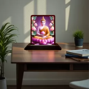 Car Desk/Table Top Lord Buddha Wooden Photo Stand 3x4 Inches, Compact & Stylish Spiritual Display For Car, Home & Office (Pack Of 1) (F14415) Car Desk/Table Top Lord Buddha Wooden Photo Stand 3x4 Inches, Compact & Stylish Spiritual Display For Car, Home & Office (Pack Of 1) (F14415)
