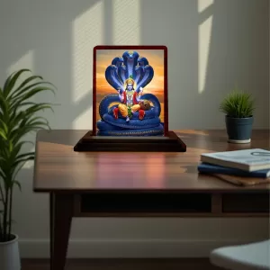 Car Desk/Table Top Lord Vishnu Wooden Photo Stand 3x4 Inches, Compact & Stylish Spiritual Display For Car, Home & Office (Pack Of 1) (F14419) Car Desk/Table Top Lord Vishnu Wooden Photo Stand 3x4 Inches, Compact & Stylish Spiritual Display For Car, Home & Office (Pack Of 1) (F14419)
